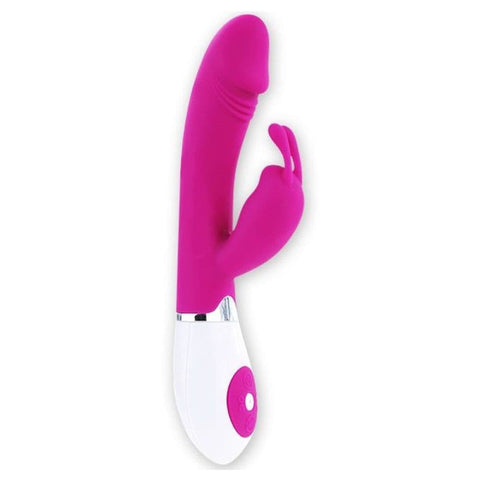 Vibrador com Estimulador Clitóris Gene Rosa, 20.4cm Ø3.6cm, 30vibrações  Pretty Love   