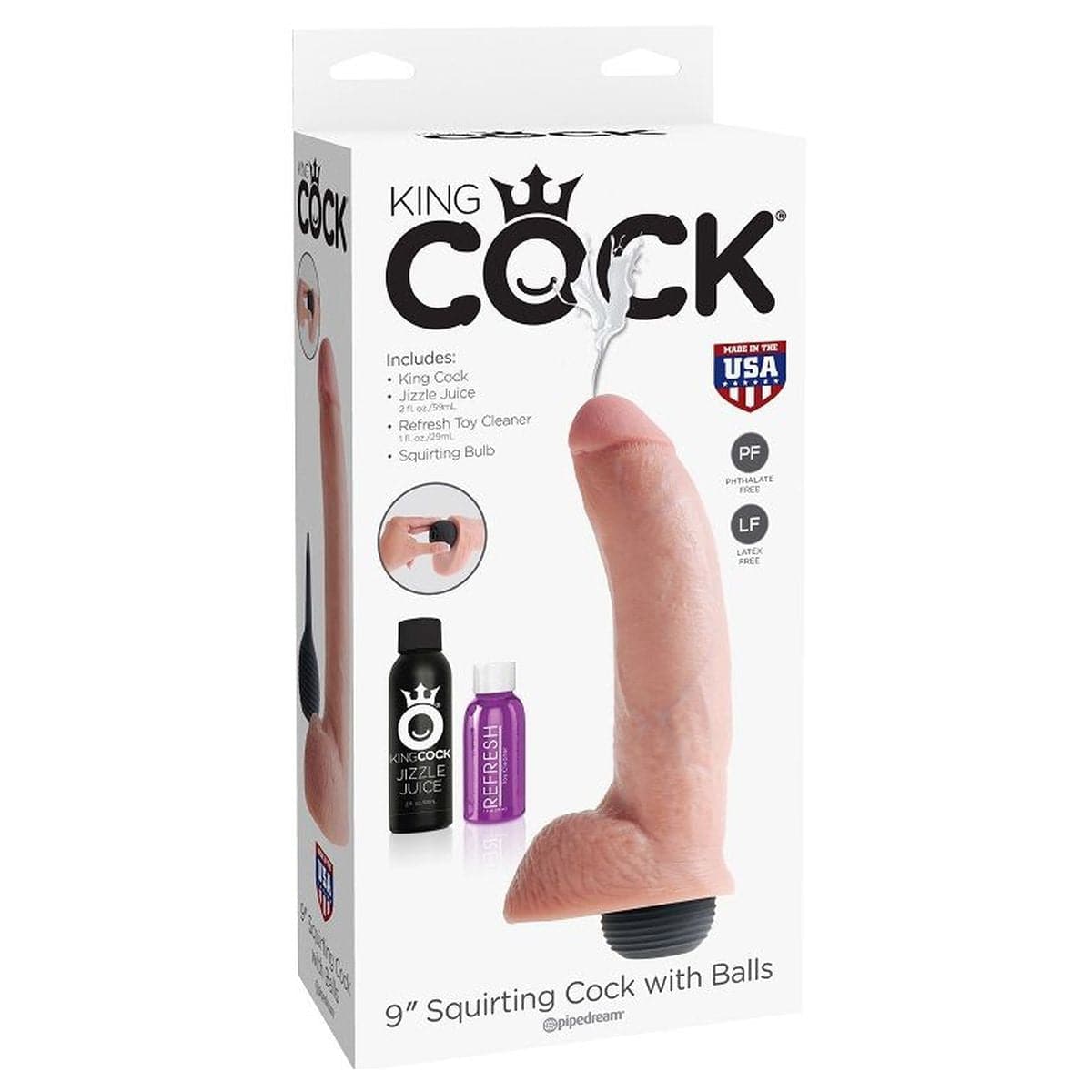Dildo Ejaculação King Cock, 23cm Ø5cm - Pérola SexShop