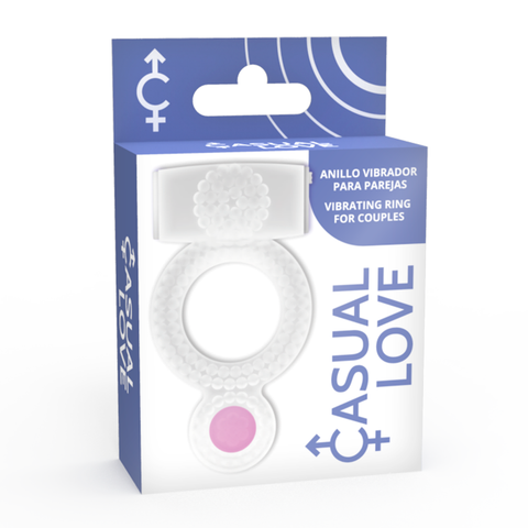 Embalagem do Anel Vibratório Descartável Duplo Casual Love da marca DreamLove, perfeita para iniciantes e para momentos espontâneos de prazer.