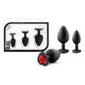 Luxe Conjunto Plugs Anais Bling Training Preto-Vermelho, 7cm a 9.5cm, Ø2.6cm a Ø4.4cm  Blush Novelties   