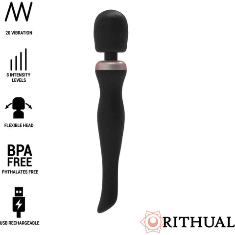 Massajador Wand AKASHA Rithual, 31.5cm Ø5.5cm, 20vibrações - Pérola SexShop