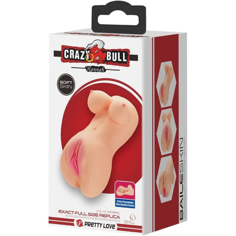 Masturbador Realista Replica Mulher, Crazy Bull Hannah Baunilha, 17cm vibradores Baile