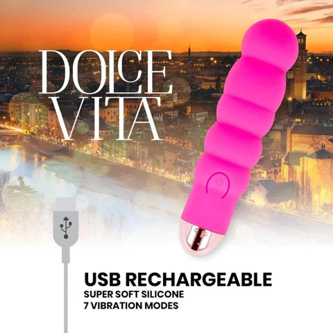 Mini Vibrador Dolce Vita 6 Rosa USB, 13cm Ø2.8cm, 7vibrações  Dolce Vita   