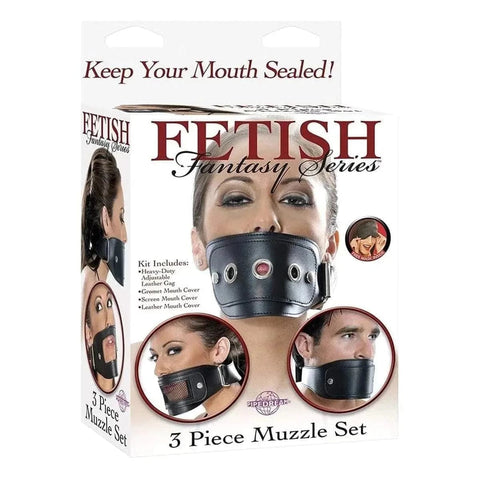 Mordaça 3 Piece Muzzle Set- Fetish  Pipedream   