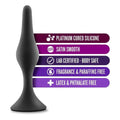 -Plug Anal Luxe Beginner Grande Preto, 13cm Ø3cm  Blush Novelties   