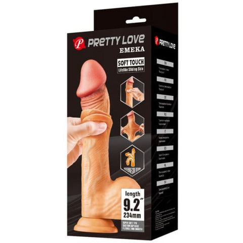 - Dildo Realista Baile EMEKA Baunilha – Cabeça Bulbosa + Testículos | Ventosa | 23.4cm Ø4.7cm