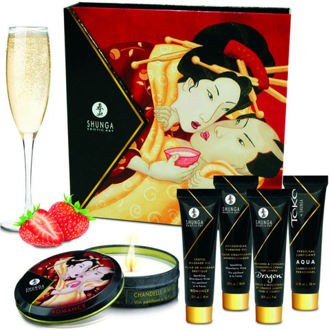 Shunga Erotic Art - Kit Geisha Morango, 5 unidades Shunga