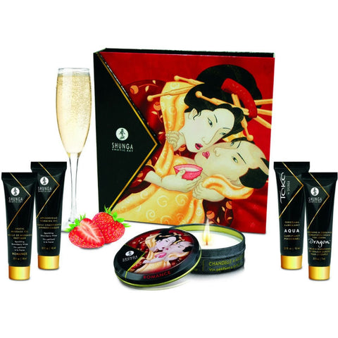 Shunga Erotic Art - Kit Geisha Morango, 5 unidades Shunga