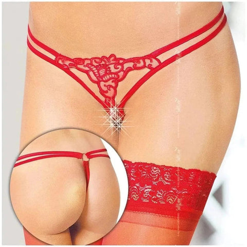 Tanga com Abertura Vaginal e Anal, Softline 2455 Vermelho, Tamanho único  Softline   