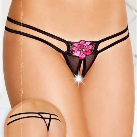 Tanga com Abertura Vaginal, Softline 2413 Preto, Tamanho único Softline