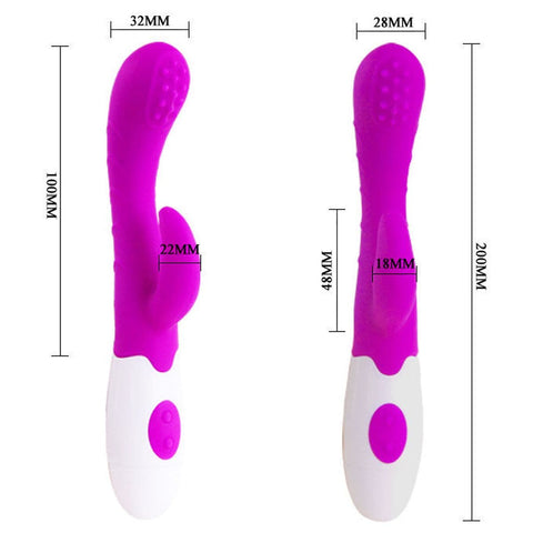 Vibrador com Estimulador Clitóris Arthur Roxo, 20cm Ø3.2cm, 7vibrações 3movimentos  Pretty Love   