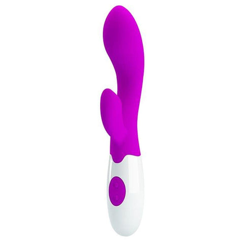 Vibrador com Estimulador Clitóris Brighty Roxo, 20cm Ø3.4cm, 30vibrações  Pretty Love   