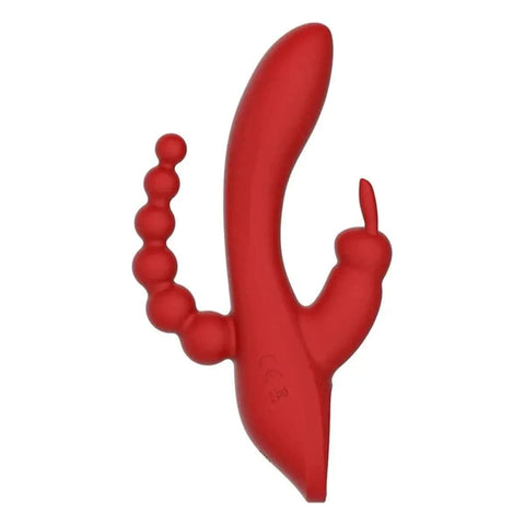 Vibrador com Estimulador Clitóris e Anal Red Hera USB, 21cm Ø3.5cm, 7+3vibrações  Dream Toys   