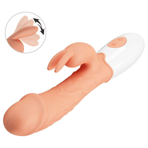 Vibrador com Estimulador Clitóris Easter Bunny, 19.2cm Ø3.3cm, 30vibrações  Pretty Love   