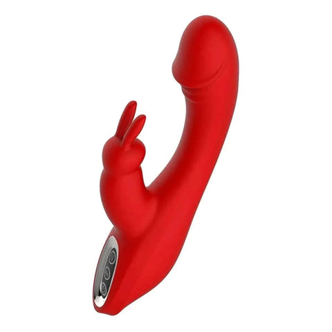 Vibrador com Estimulador Clitóris Red Artemis USB, 21cm Ø3.5cm, 7+3vibrações  Dream Toys   