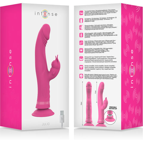 Vibrador com Estimulador JULIO intense Rosa, 23cm Ø3.7cm, 20vibrações Brinquedos sexuais Intense