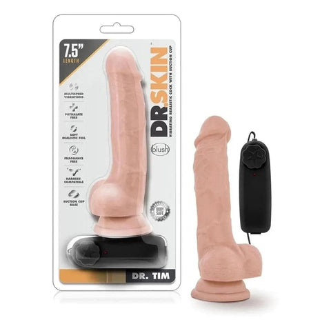 Vibrador Dr. Skin Dr.Tim, 18.5cm Ø3cm, vibração regulável  Blush Novelties   