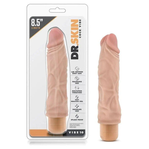 Vibrador Dr. Skin Vibe 10 Branco, 22.5cm Ø4cm, vibração regulável  Blush Novelties   