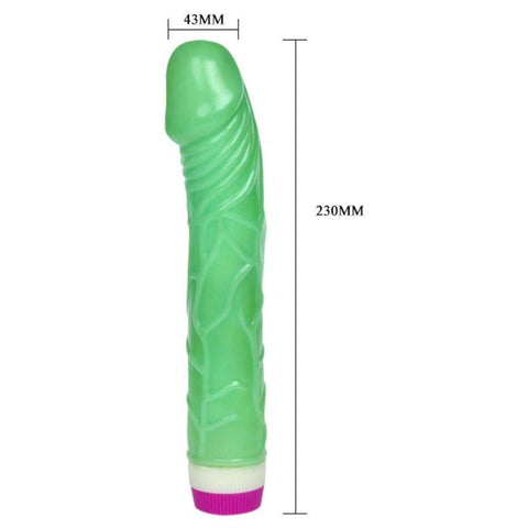 -Vibrador Realistico Waves of Pleasure Verde, 23cm Ø4.3cm, vibração regulável  Baile   