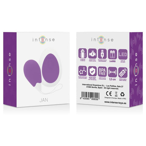 - Vibrador Sem Fio Ovo Wireless Jan Roxo USB, 6cm Ø3cm, 10 Vibrações  Alive   