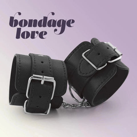 Algemas de Couro Bondage Love Pretas  Crushious   