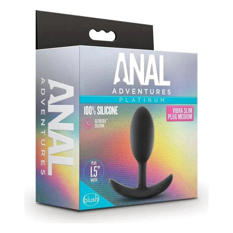 Anal Adventures Vibra Plug Médio Preto com esfera, 10.1cm Ø3.8cm  Blush Novelties   