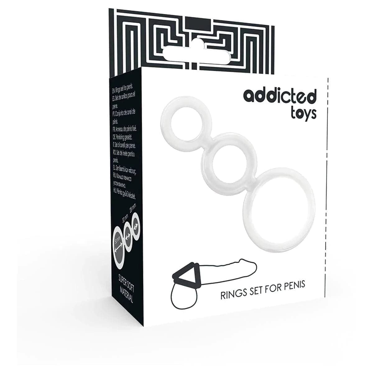 Anel Triplo Addicted Toys Transparente, Ø2 a Ø4cm
