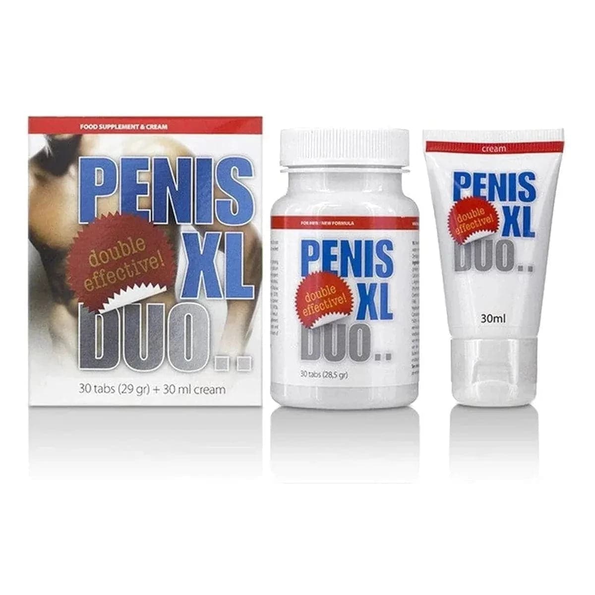 Aumento do Pénis, com Penis XL Duo, 30 Comprimidos + 30ml Creme - Pérola SexShop
