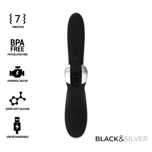 Black&Silver Johnny Vibração e Rotação, 24cm Ø3.5cm, 7vibrações, 7rotações  BLACK&SILVER   