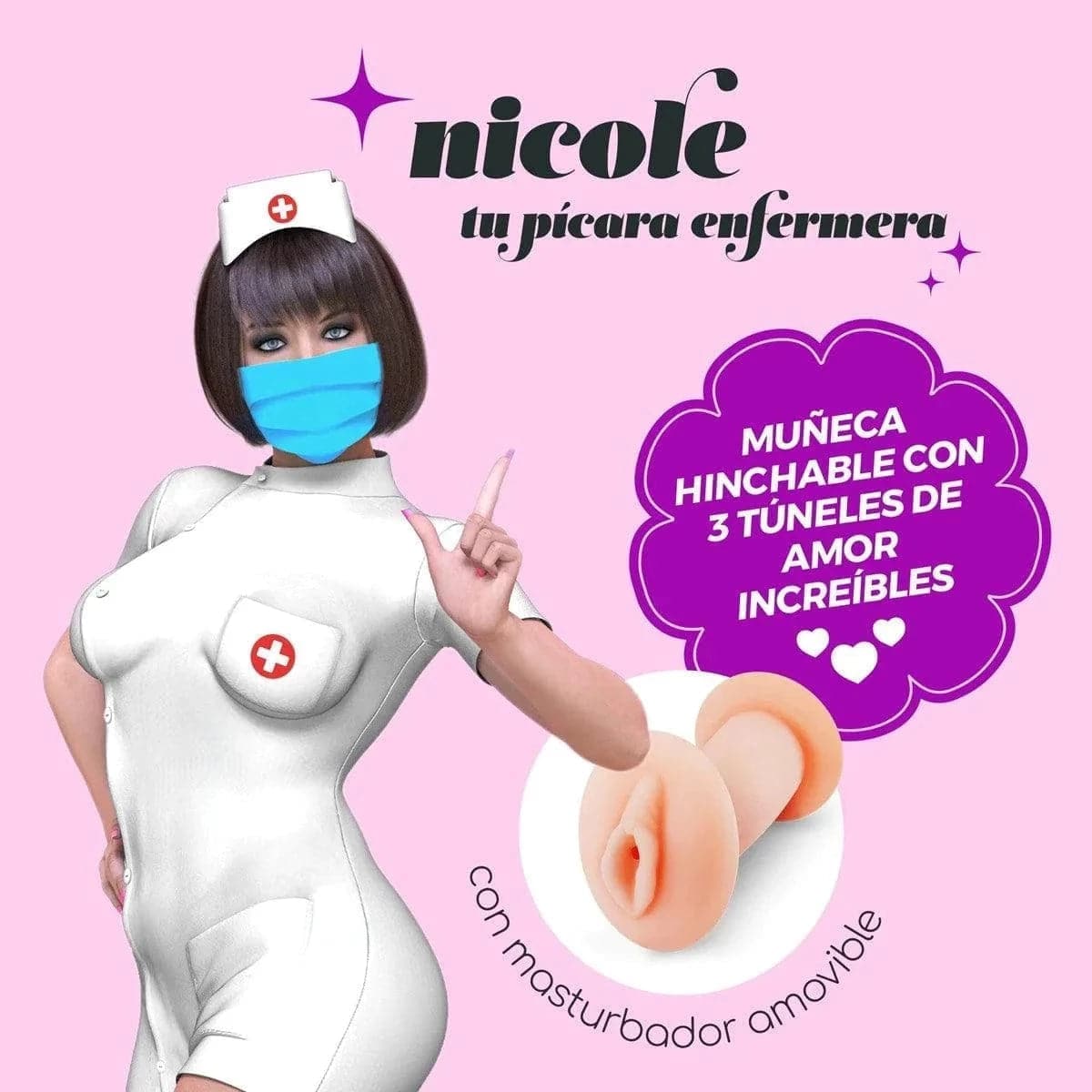 Boneca Insuflável Nicole (possui vagina e ânus realista)
