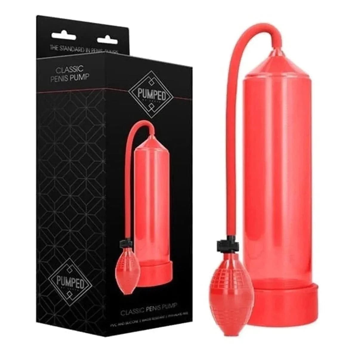 Classic Penis Pump Vermelho, Boa Sucção, 23cm Ø6cm - Pérola SexShop
