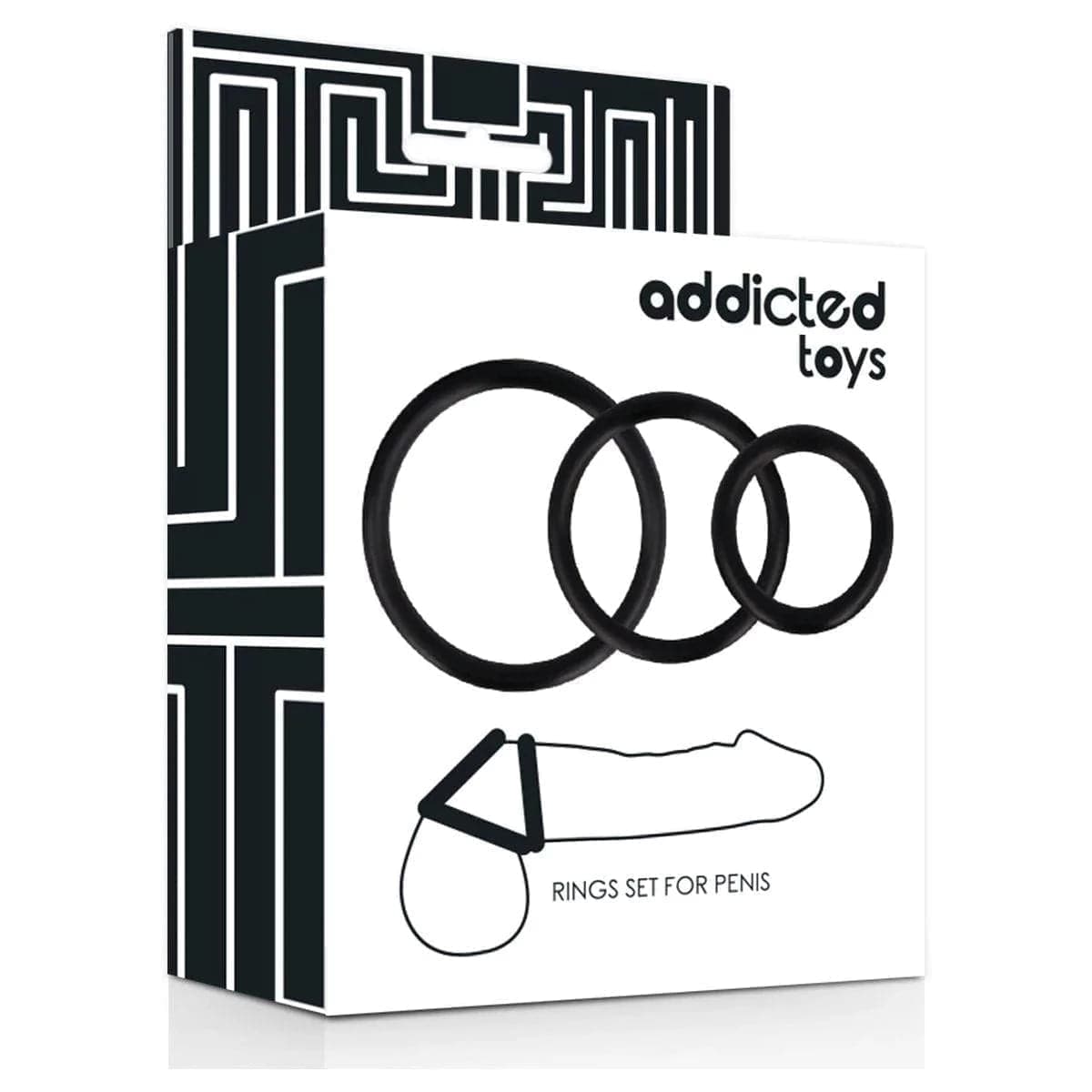 Conjunto 3 Anéis Addicted Toys Preto, Ø3 a Ø5cm  Addicted Toys   