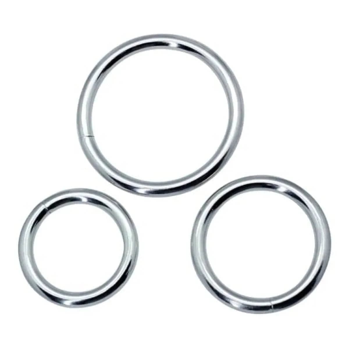 Conjunto 3 Anéis Metal Cock Rings, Ø3.3 a 5.2cm  Toyz4Lovers   