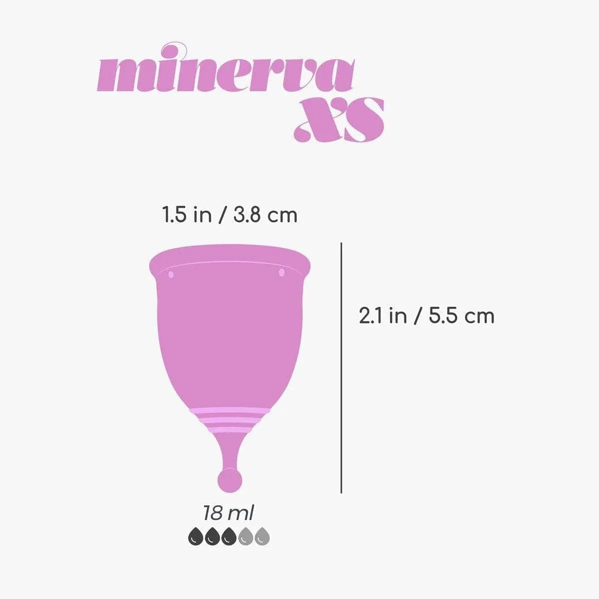 Copo Menstrual Minerva XS 100% Silicone, 18ml, 5.5cm Ø3.8cm  Crushious   