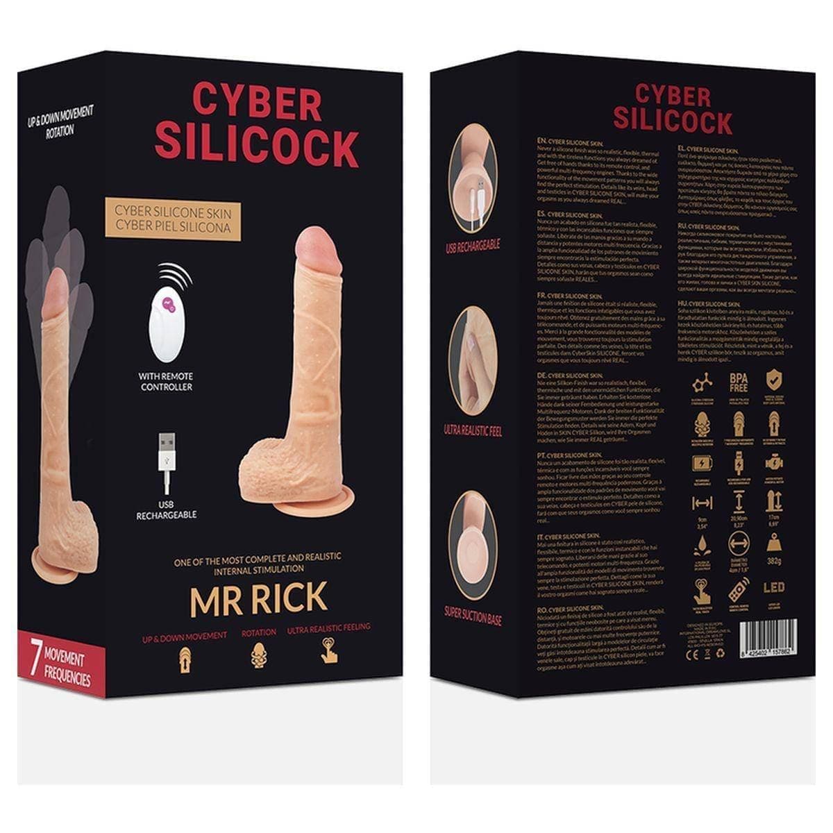 Cyber Silicock Mr Rick USB Cima/Baixo com Rotação e Comando, 20,9 cm Ø4 cm - Pérola SexShop