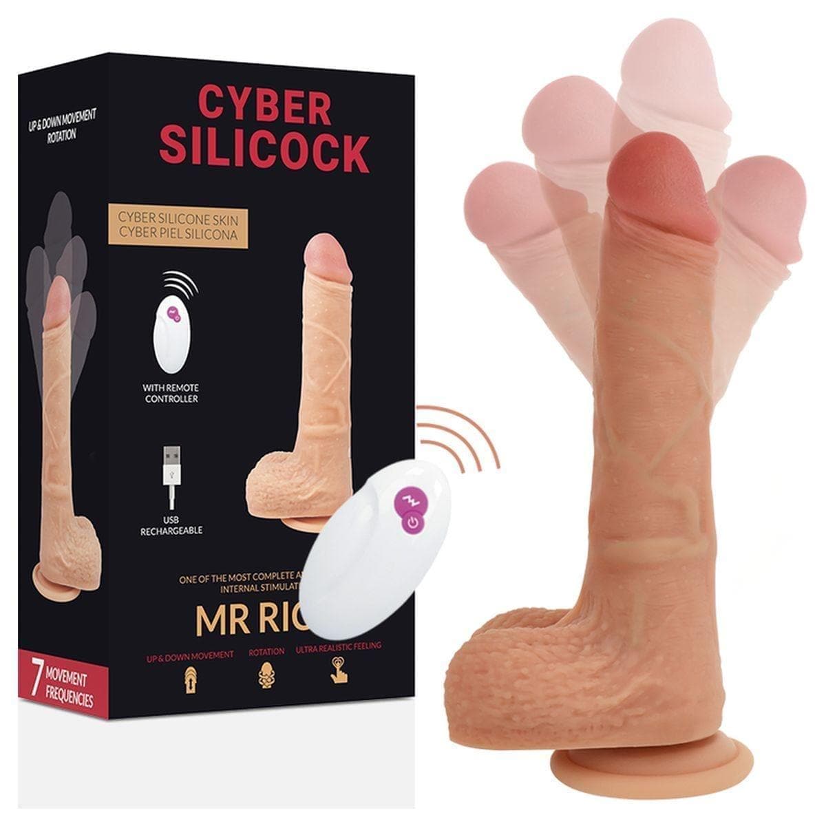 Cyber Silicock Mr Rick USB Cima/Baixo com Rotação e Comando, 20,9 cm Ø4 cm - Pérola SexShop