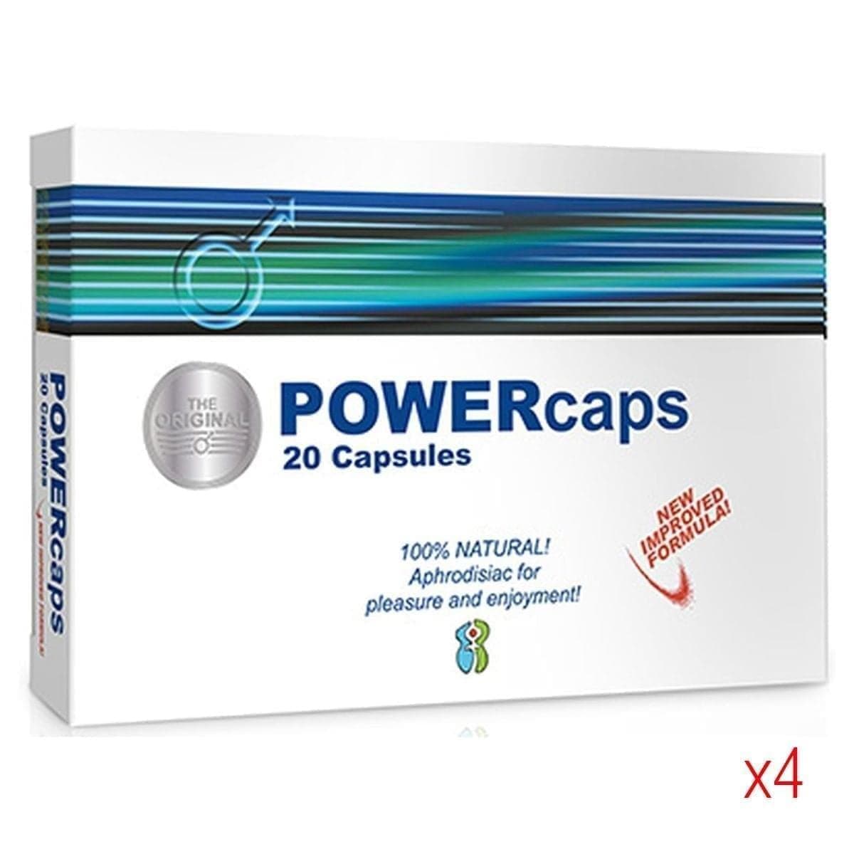 + Desempenho, PowerCaps - Aumente o Seu Desempenho Sexual e Tenha Ereções Duradouras!  Power Caps 4 caixas 20 cápsulas (Total 80)  
