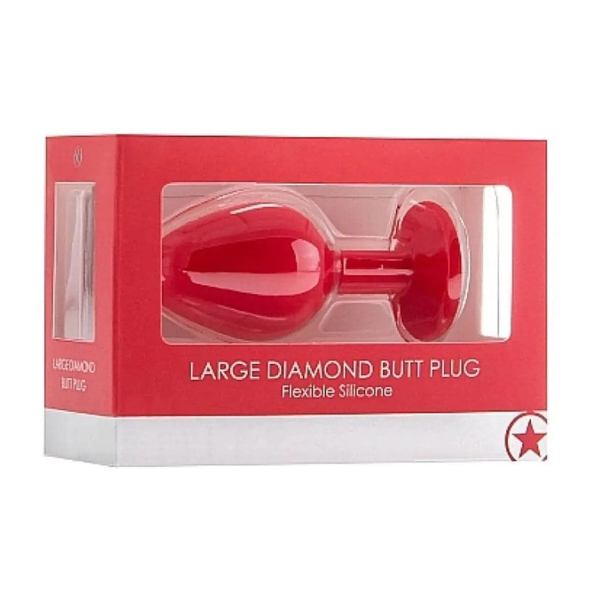 Diamond Plug Anal Grande Vermelho, 8.2cm Ø3.5cm  Ouch!   