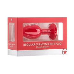Diamond Plug Anal Pequeno Vermelho, 7.3cm Ø3cm - Pérola SexShop