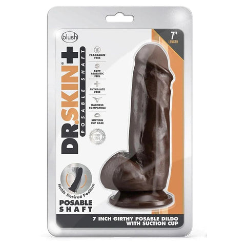 Dildo Dr.Skin Plus (macio), 18.5cm Ø4.5cm Chocolate  Blush Novelties   