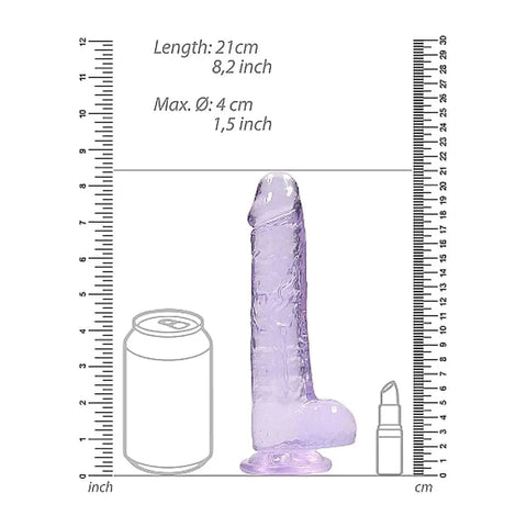 Dildo RealRock com Testiculos Roxo, 21cm Ø4cm  RealRock   