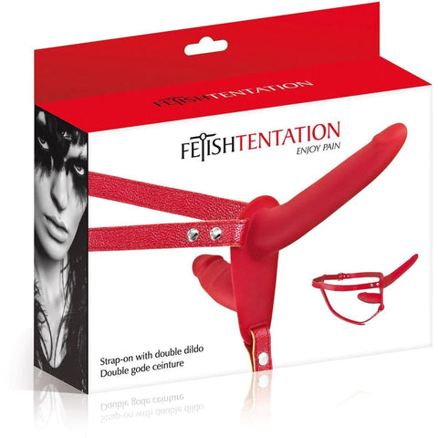 Duplo, Strap-On Fetish Tentation Vermelho USB, 15cm Ø4cm 10vibrações  Fetish Tentation   