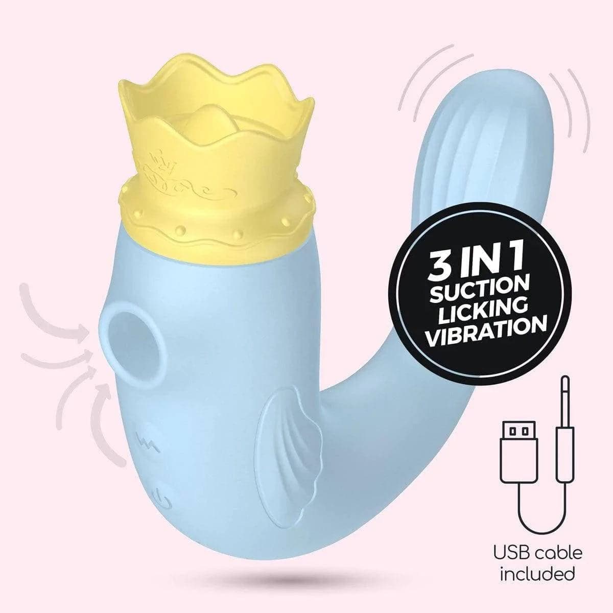 Estimulador Hiri Azul, 3 em 1, Sucção, Oral, Penetração  Crushious   