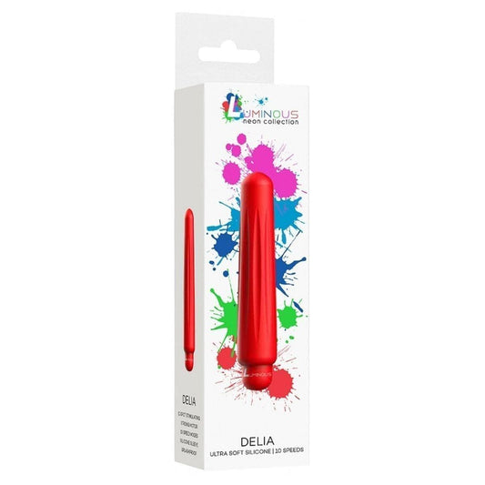 Luminous Ultra Soft Silicone DELIA Vermelho, 11.5cm Ø2.4cm, 10vibrações - Pérola SexShop