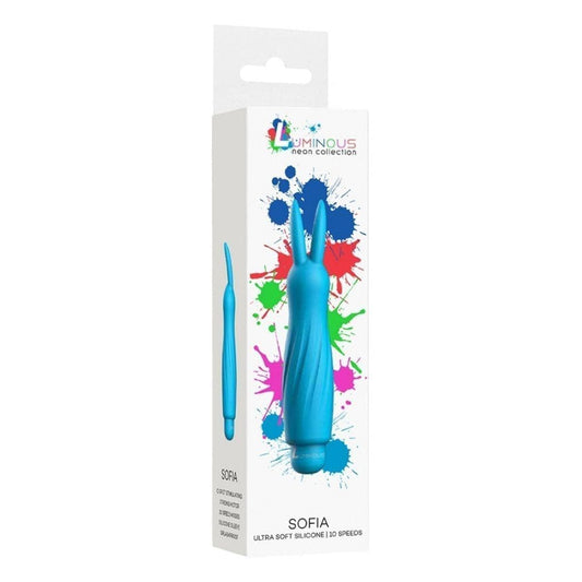 Luminous Ultra Soft Silicone SOFIA Azul, 13cm Ø2.5cm, 10vibrações - Pérola SexShop