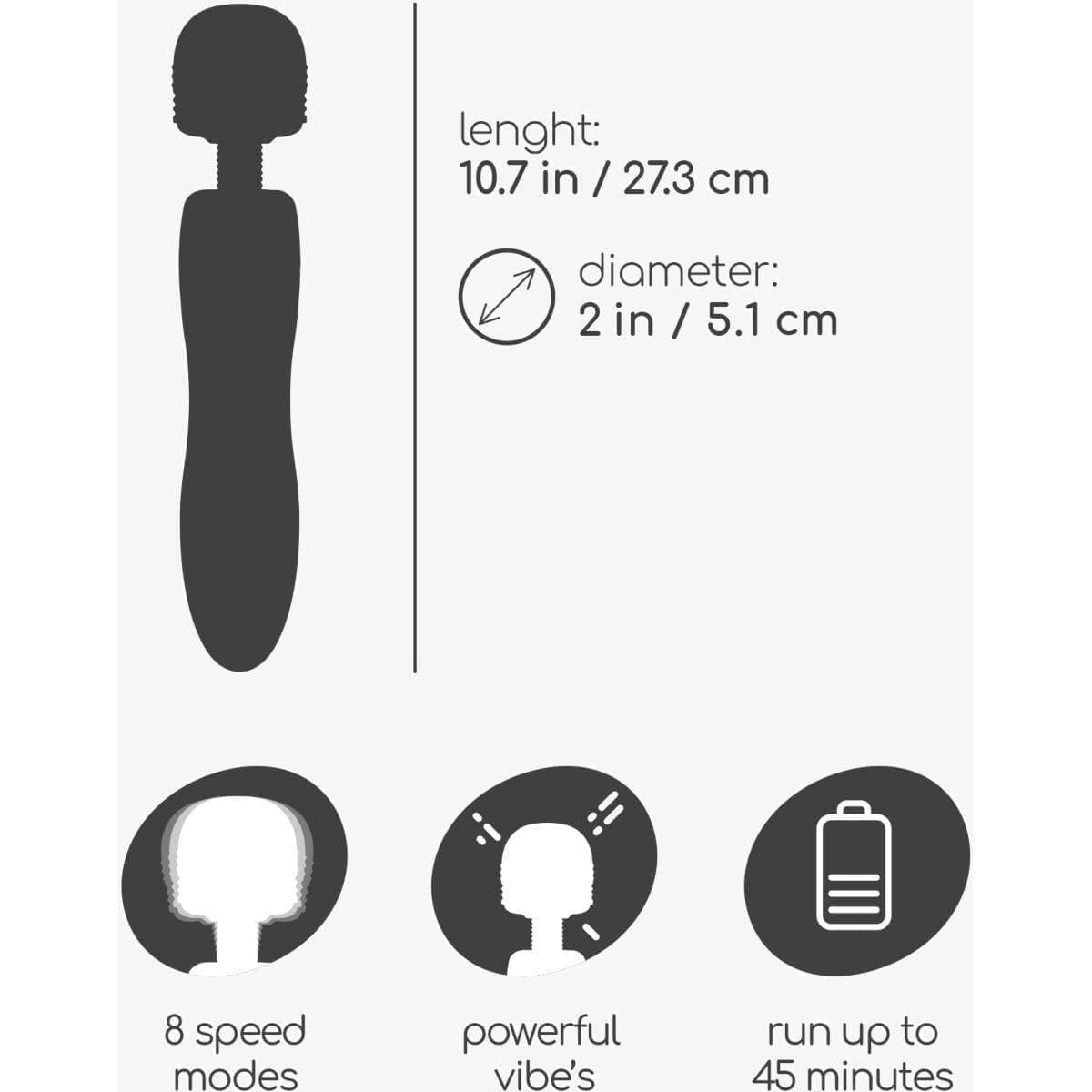 Massajador Harlequin USB, 27.3cm Ø5.1cm, 9vibrações, função aquecimento  Crushious   