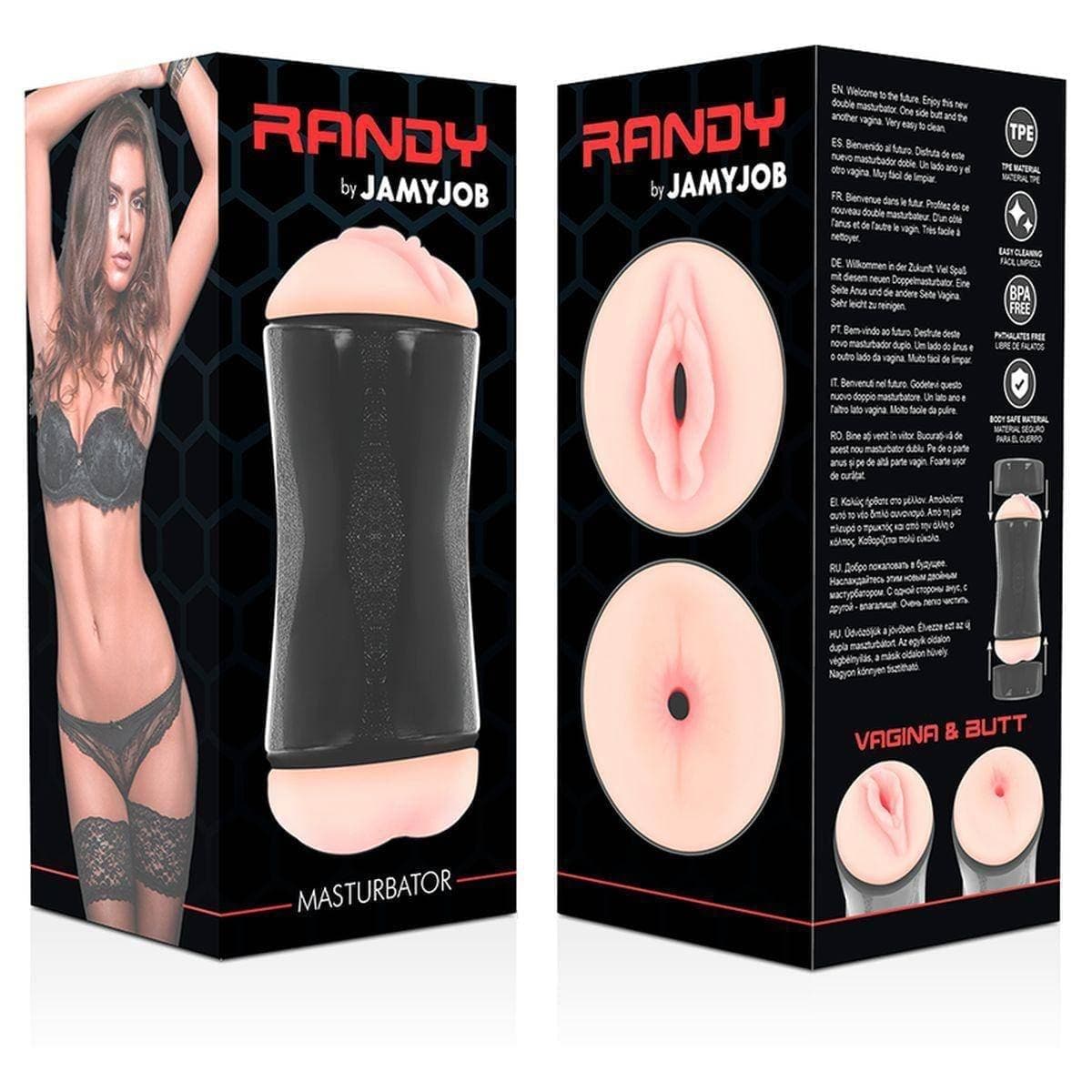 Masturbador Jamyjob RANDY Vagina e Anus, 16.5cm Ø6.5cm - Pérola SexShop