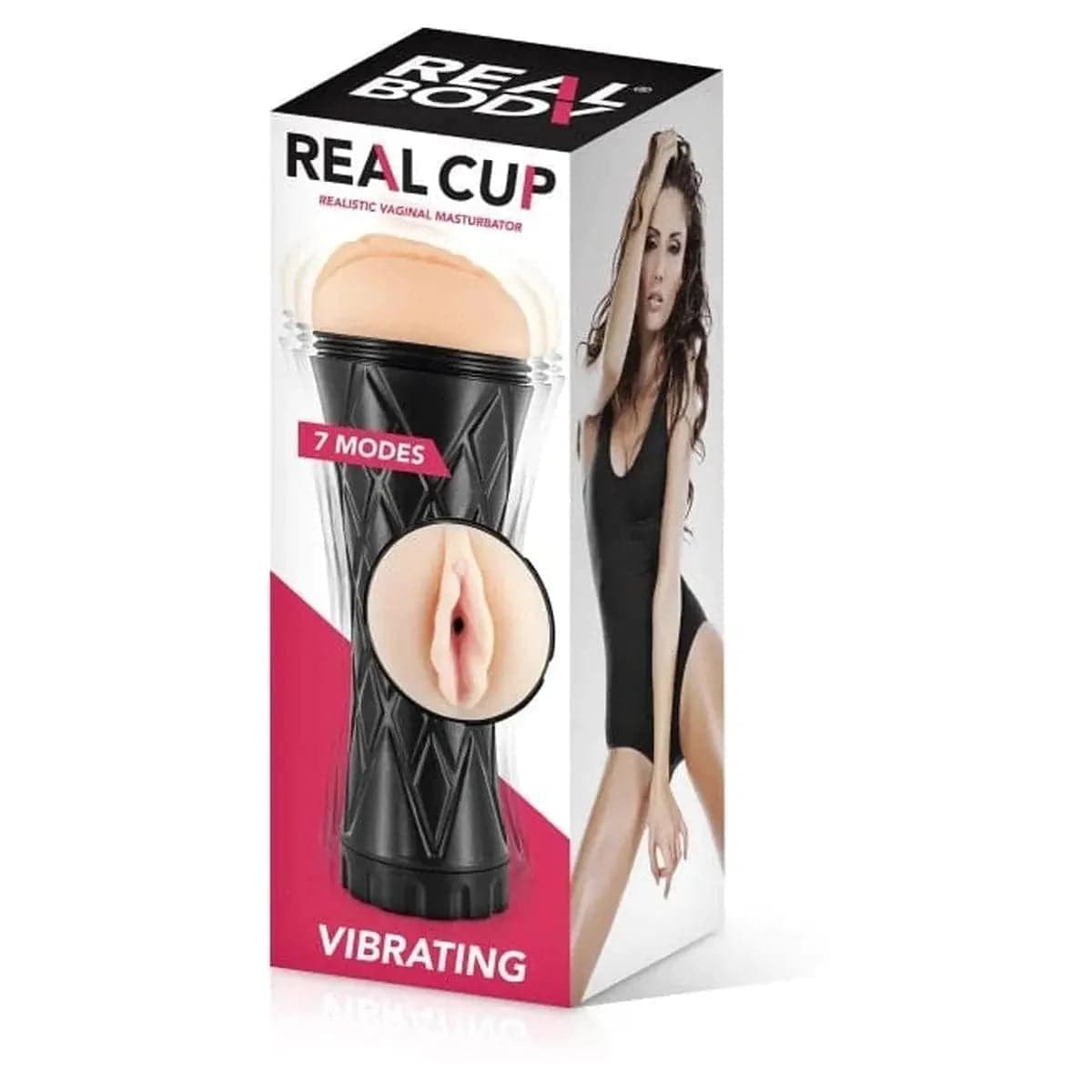 Masturbador Real Cup Vagina Vibrating, 23.5cm Ø8.5cm, 7vibrações  Real Body   