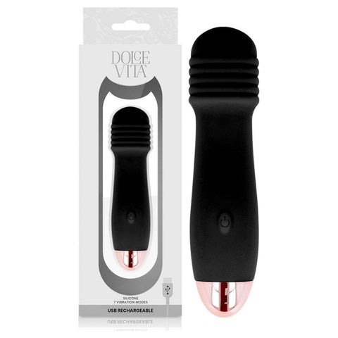 Mini Vibrador Dolce Vita 3 Preto USB, 12.2cm Ø2.8cm, 7vibrações  Dolce Vita   