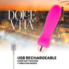 Mini Vibrador Dolce Vita 5 Rosa USB, 12.4cm Ø2.8cm, 7vibrações  Dolce Vita   
